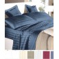 Blue Sheet Set with Stipes in Pure Cotton Satin for King size bed or Super King size bed Italia