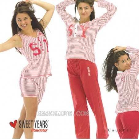 Schlafanzug Frauen Sweet Years Jersey rot Taglia L
