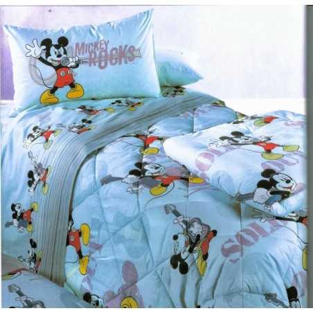 LFD Home Set Lenzuola Topolino Mickey Star Azzurro Flanella Piazza e Mezza  Caleffi Disney