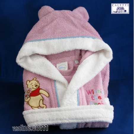 Accappatoio BUONANOTTE Ricamato Winnie ROSA Cappuccio Baby Disney Caleffi