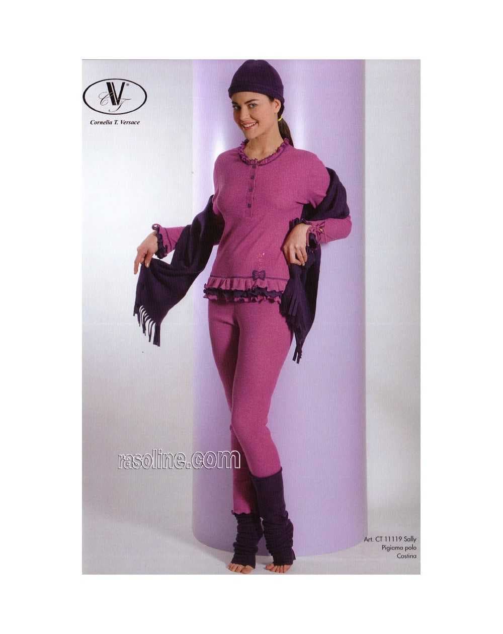 Schlafanzug Serafino Baumwolle Strass Fucsia C.T. Versace