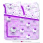 Garnitur Bettbezug Bettlaken Kissenbezüge Hello Kitty Flowers Lila Baumwolle 100%