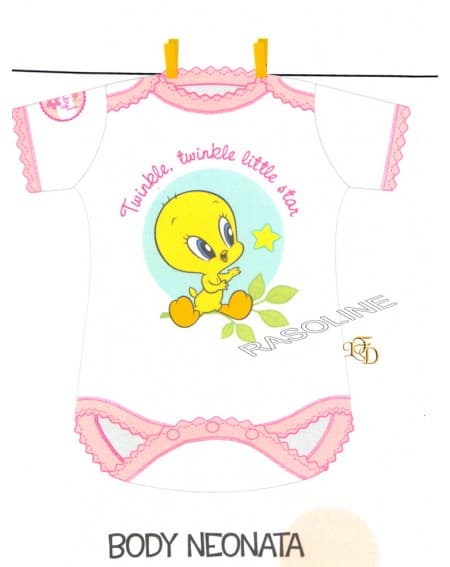 Body Neonato Tweety Baby Titti 6-12-24 Mesi Bassetti