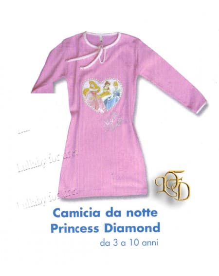 Pigiama Camicia Da Notte Principesse Diamond Caleffi Da 7/8 E 9/10 Anni