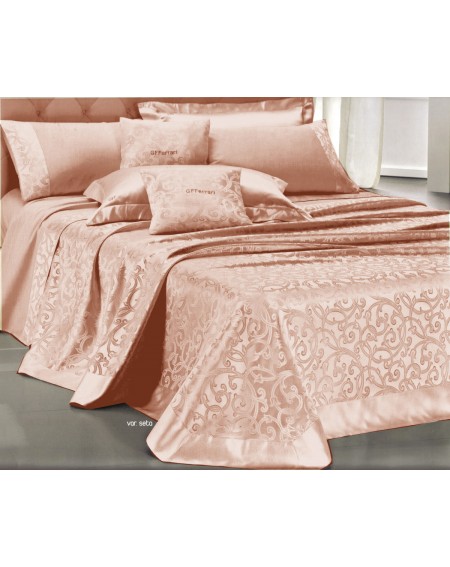 Tagesdecke für Doppelbett Jacquard " IRIS " Pink