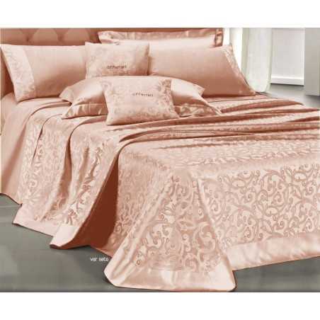 Tagesdecke für Doppelbett Jacquard " IRIS " Pink