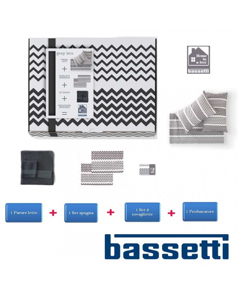 HOME in a BOX 8 pezzi gris Bassetti