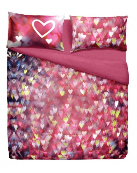 SUPER KING SIZE SHEET SET A FITTED SHEET AND TWO PILLOWCASES Love Is Hearts  BY BASSETTI