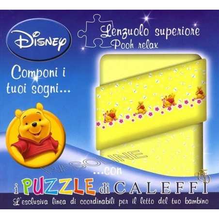 Lenzuolo Sopra Winnie The Pooh Esclusiva Linea Puzzle Di Caleffi Colore Rosa