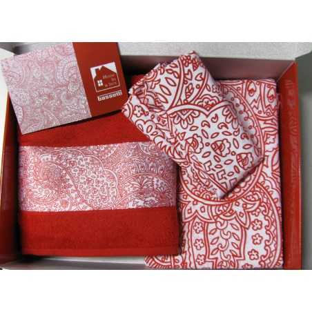 Parure letto Set spugna Set 2 tovagliette + Profumatore HOME in a BOX ROSSO