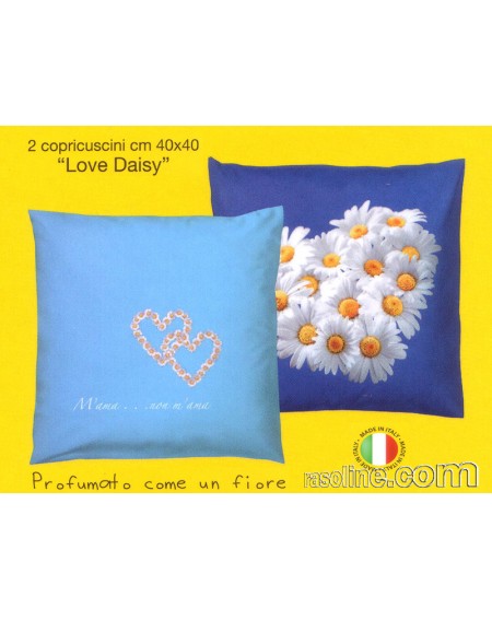 Set Due Federe-Copricuscni Love Daisy Bassetti Azzurro