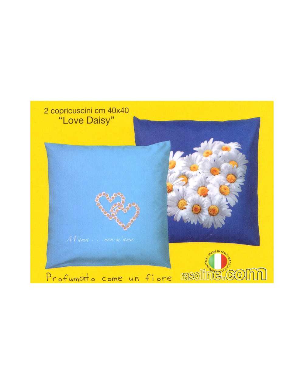 Set Due Federe-Copricuscni Love Daisy Bassetti Azzurro