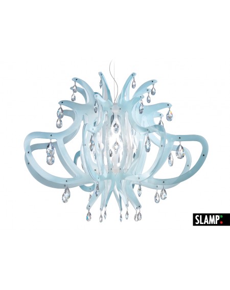 Lampada A Sospensione - Lampadario "Medusa" Con 64 Cristalli Swarovski® Blu Gel