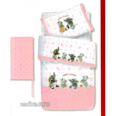 Kinder Steppdecke und Nestchen für Kinderbett Con Le Sponde Farbe Rosa Happy Jungle Trudi