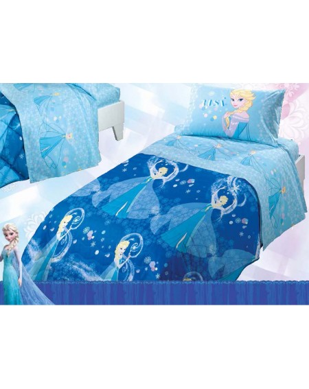 Set Lenzuola Principesse Frozen Elsa Azzurro Una Piazza e Mezza Disney  Caleffi