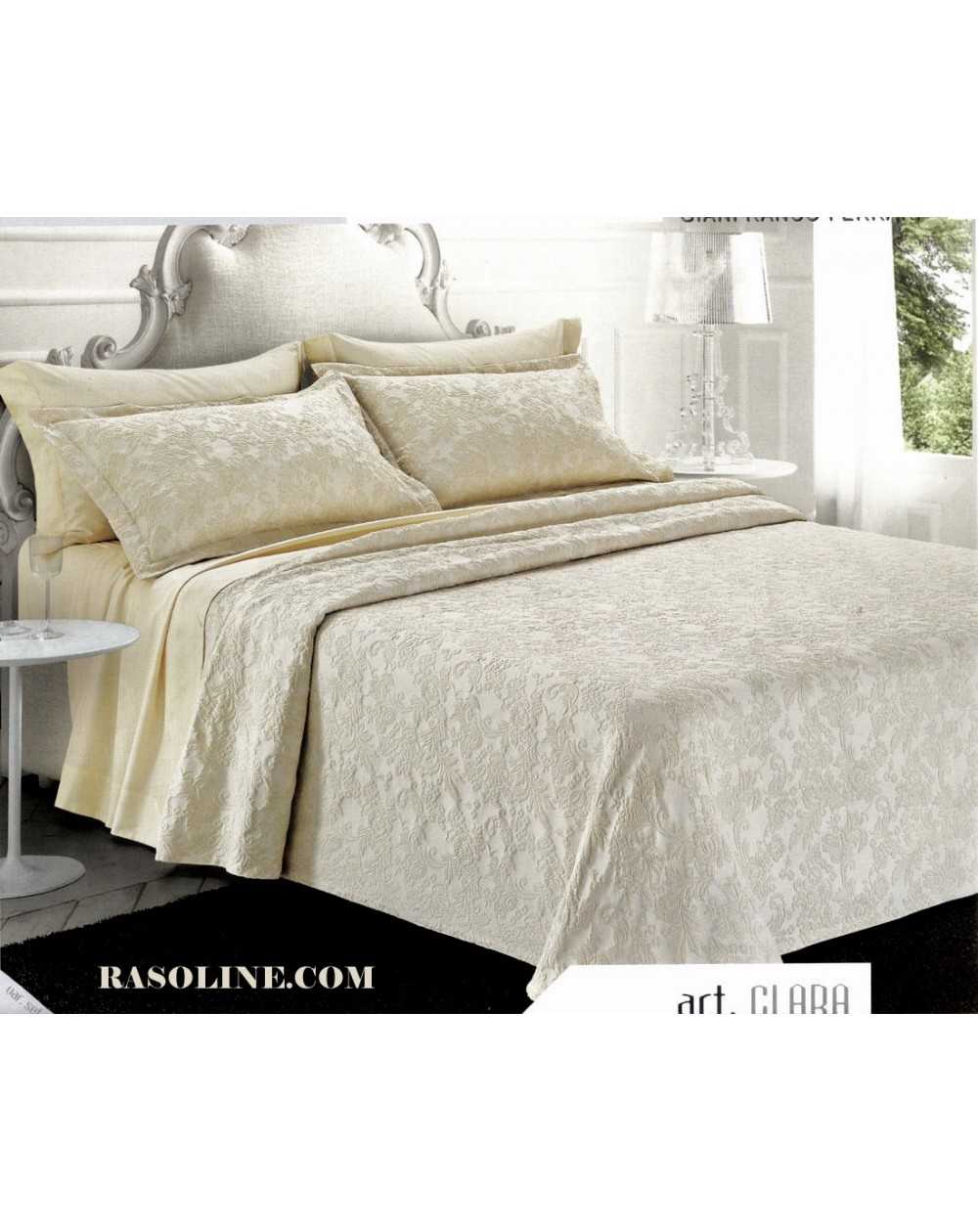 Super King Bedspread in Jacquered cotton fabric Beige