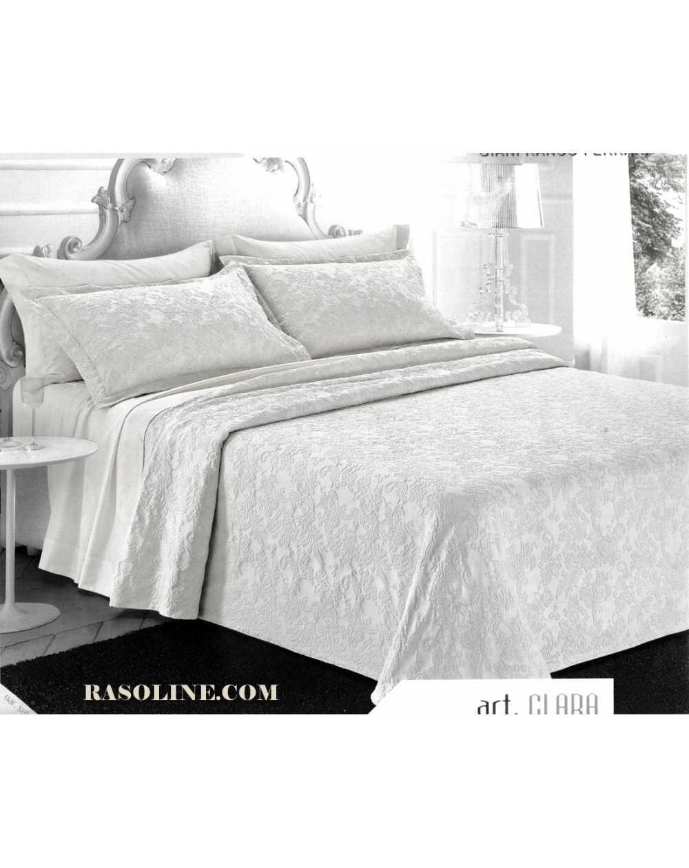 Colcha cama matrimonial algodón Jacquard Blanco