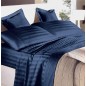 Blue Sheet Set with Stipes in Pure Cotton Satin for King size bed or Super King size bed Italia