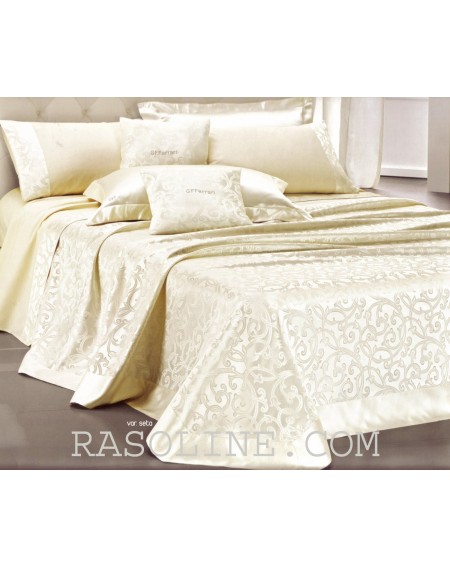 Tagesdecke für Doppelbett Jacquard " IRIS " Ivory