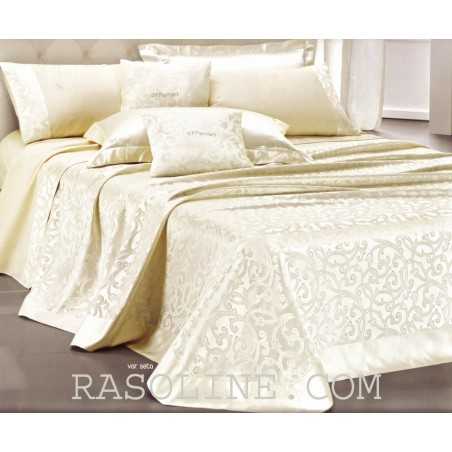 Tagesdecke für Doppelbett Jacquard " IRIS " Ivory