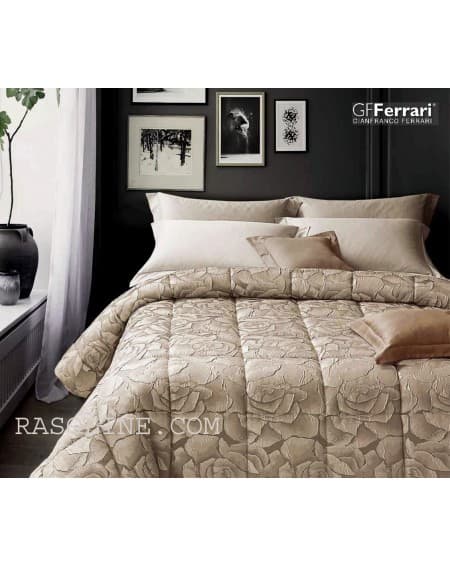 Winter Double Quilt Flower Dove Gray In Jacquard Satin