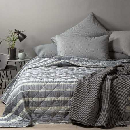 Mid-season quilted bedspread in cotton Sky blu