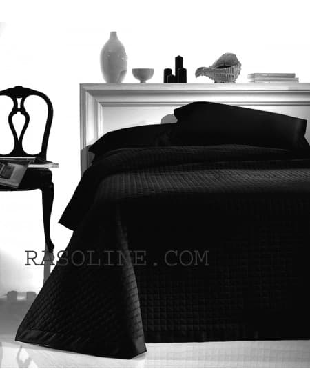 Quilted Bedcover Coton Satin Black Elegance