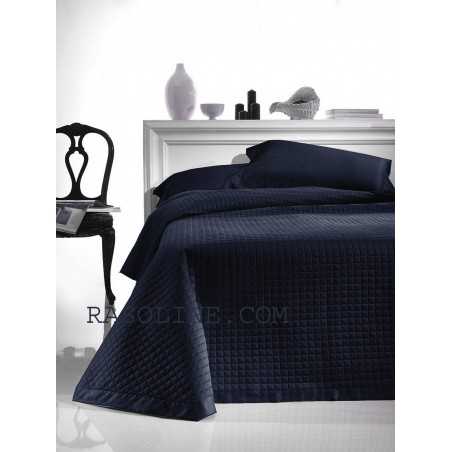 Quilted Bedcover Coton Satin Blue Elegance