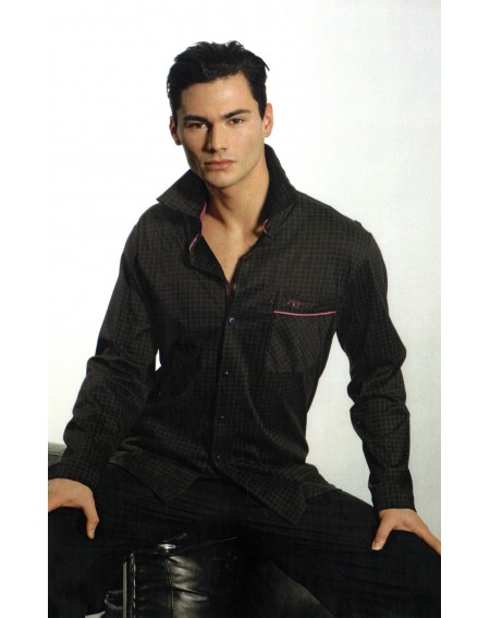 Long Pajamas Man Interlock Black "Dotto" Size 48 High Quality Cornelia T. Versace