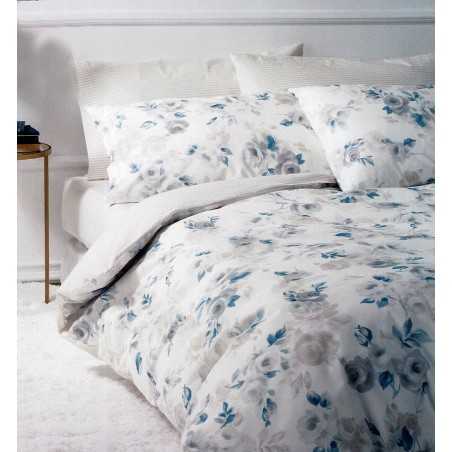 Bettwäsche Garnitur Bettbezug, Bettlaken und 4 Kissenbezüge DELIGHT Blau Zucchi