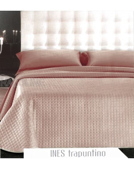 Gesteppte Bedcover Double Pink gesteppte Bett aus reiner Satin Baumwolle "Ines"