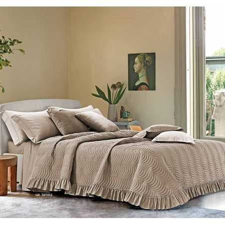 Quilted Bedcover Double of Microfibra "Sabina" Taupe