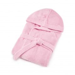 Bassetti Plain Pink Bathrobe with Hood and Pockets