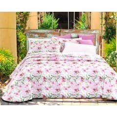 Couvre-lit matelassé en percale de coton avec impression DIGITAL florale