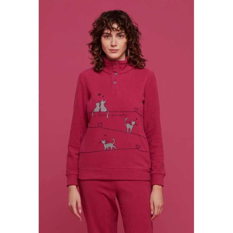 Warm Kittens Woman Pyjamas in Micropile