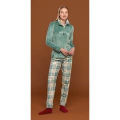 Women's Soft And Warm Coral Fleece Green Noidinotte Pyjamas