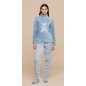 Pigiama Tuta Donna Soffice e Caldo Coral Fleece Orsetto Azzurro Noidinotte