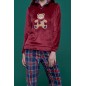 Pyjamas Combinaison Femme Doux et Chaud Corail Fleece Ours Bordeaux Noidinotte