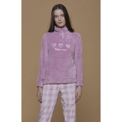 Weiche Und Warme Damen Pyjamas Coral Fleece Pink Noidinotte Herzen