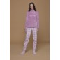 Pigiama Tuta Donna Soffice E Caldo Coral Fleece Cuoricini Rosa Noidinotte