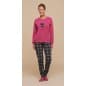 Women's Pyjamas in Warm Cotton Love Fuxia with Plaid Pants Noidinotte