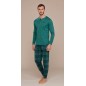 Men's Pyjamas in Warm Green Cotton with Plaid Pants Noidinotte