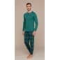 Pijama de hombre en cálido algodón verde con pantalón a cuadros Noidinotte