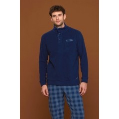 Pigiama Uomo in Caldissimo Micropile Blu con Pantalone Scozzese Noidinotte