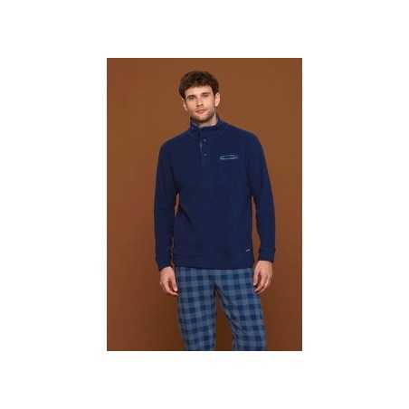 Pigiama Uomo in Caldissimo Micropile Blu con Pantalone Scozzese Noidinotte