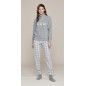 Women's Warm Hearts Jumpsuit Pyjamas in Grey Microflee Noidinotte