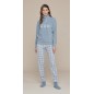 Pyjamas Overall Damen Warme Herzen in Microfleece Grau Noidinotte