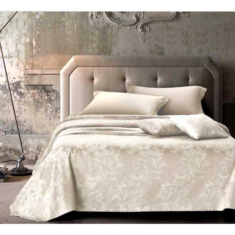 Super King Size Bedspread in Jacquard "CORA" Ivory GF Ferrari