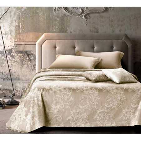 Super King Size Bedspread in Jacquard "CORA" Taupe GF Ferrari