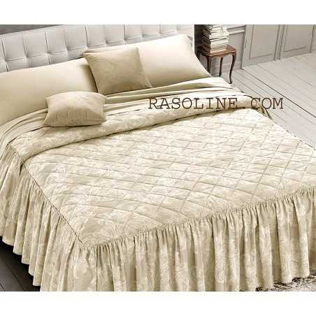 Colcha cama de matrimonio RASO JACQUARD con Volantes Giada Marfil GFF